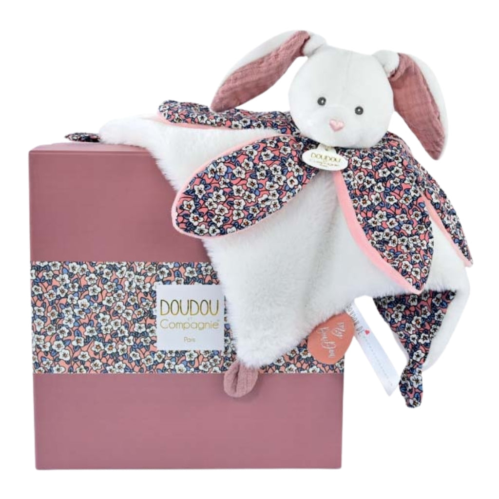 Doudou et Compagnie White Bunny Plush Signature Petal Comforter