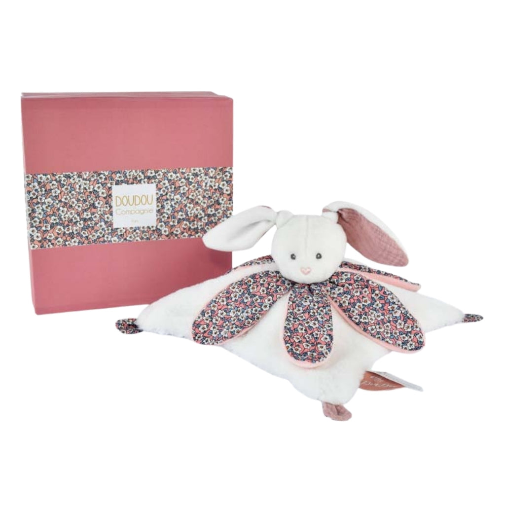 Doudou et Compagnie White Bunny Plush Signature Petal Comforter
