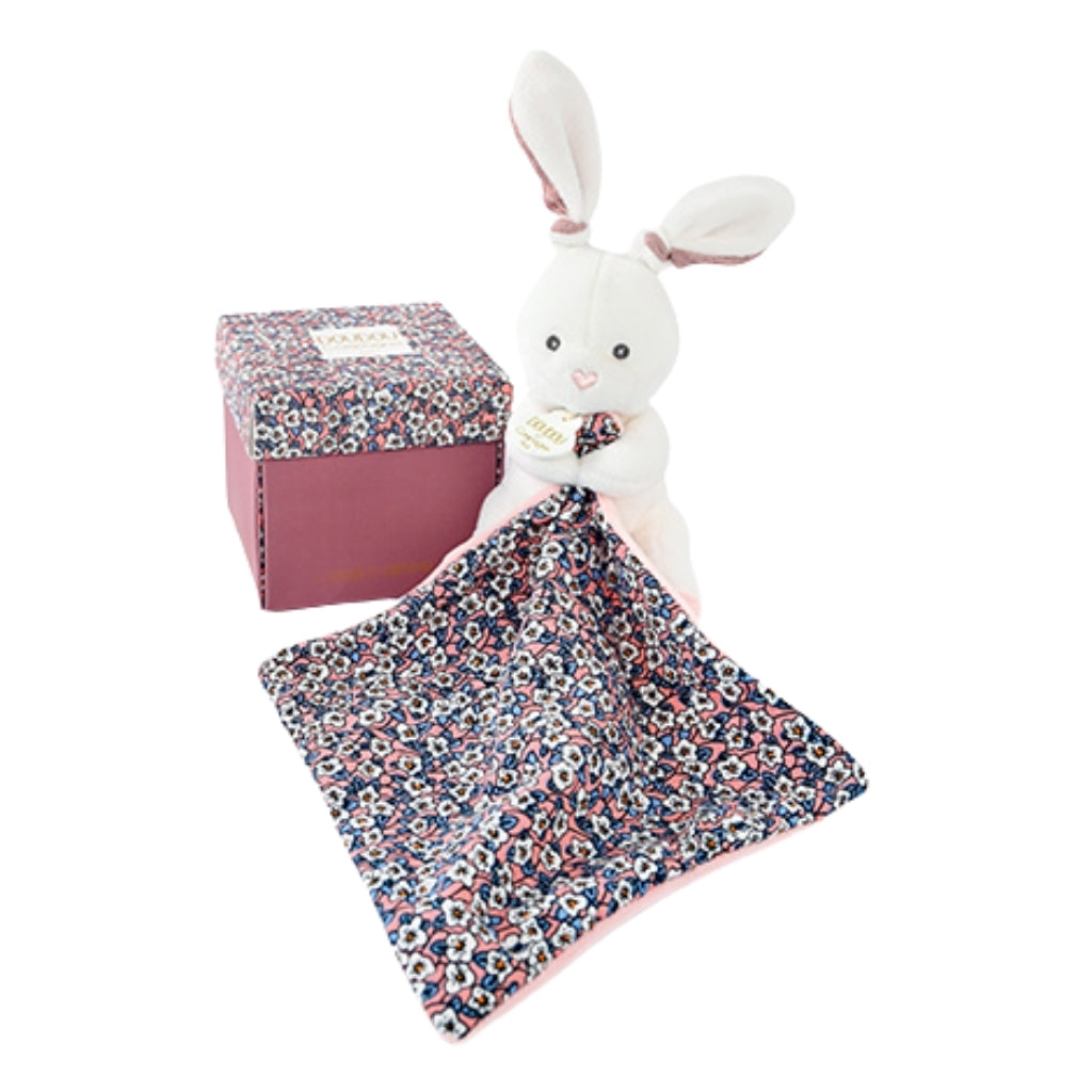 Doudou et Compagnie Pink Rabbit Plush With Comforter