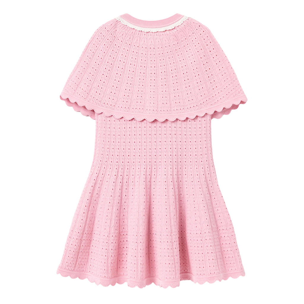 Self Portrait Kids Pink Knitted Cape Dress