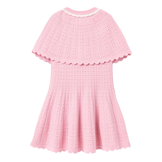 Self Portrait Kids Pink Knitted Cape Dress
