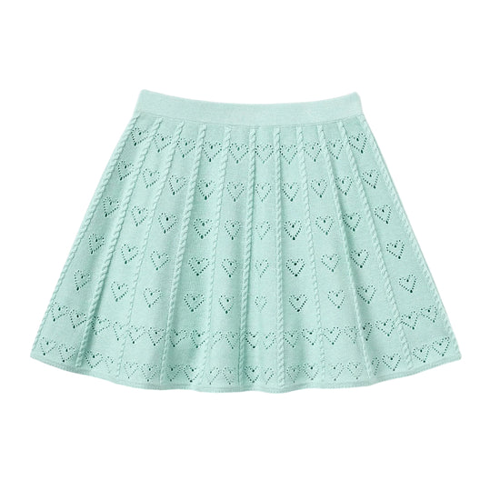 Self Portrait Kids Mint Heart Knit Skirt