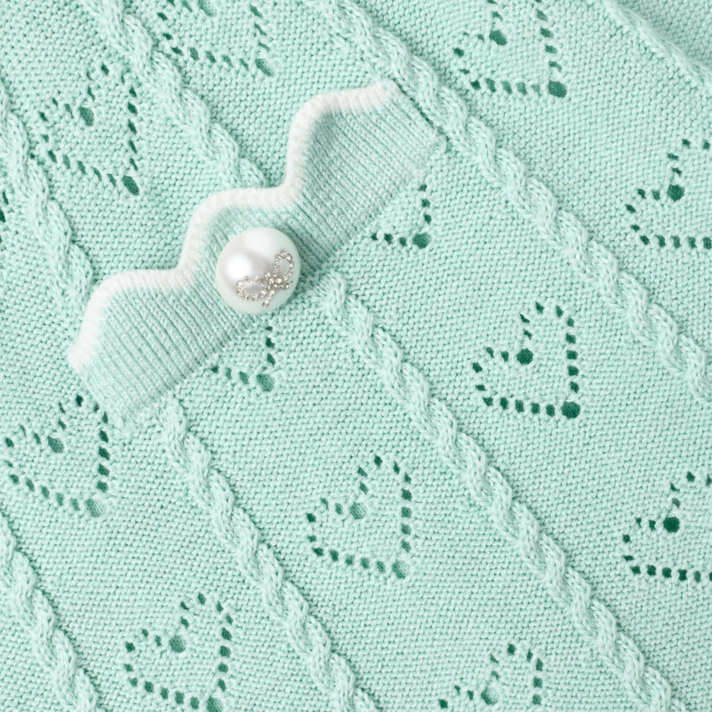 Self Portrait Kids Mint Heart Knit Skirt