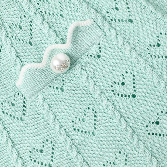 Self Portrait Kids Mint Heart Knit Skirt