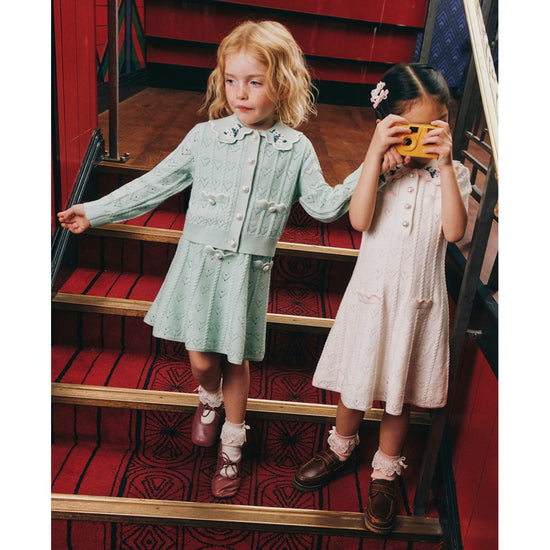 Self Portrait Kids Mint Heart Knit Skirt