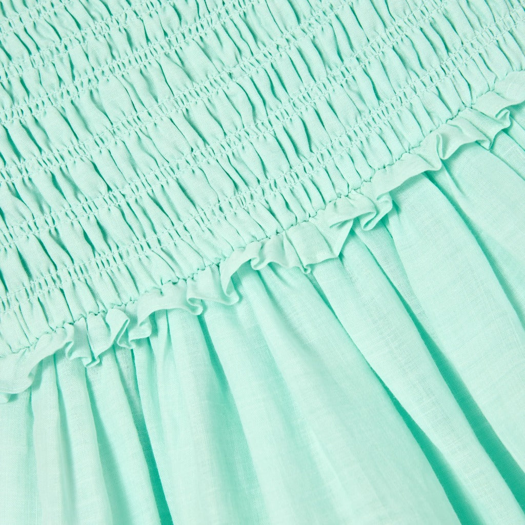 Self Portrait Kids Mint Linen Gathered Dress