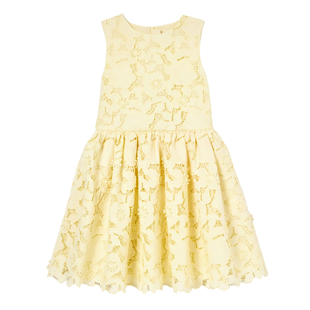 Self Portrait Kids Yellow Sleeveless Lace Dress