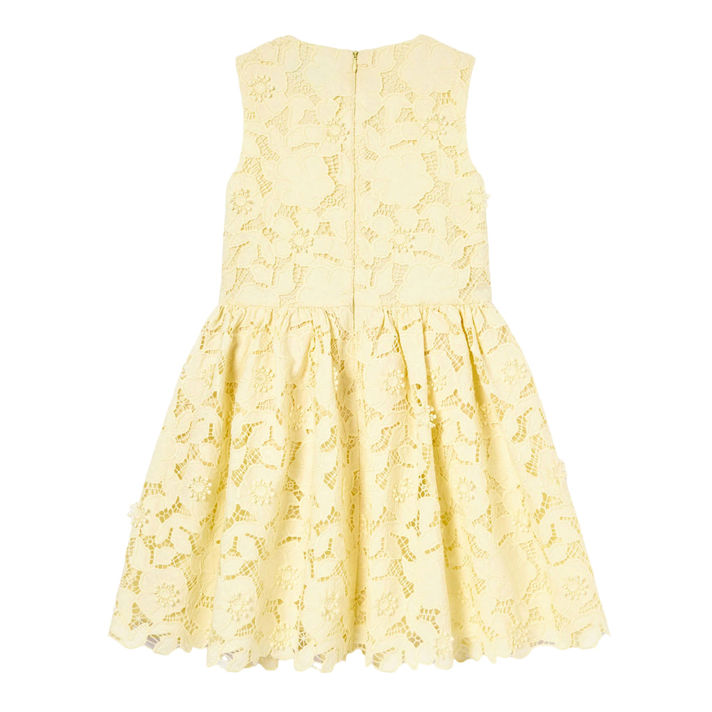 Self Portrait Kids Yellow Sleeveless Lace Dress