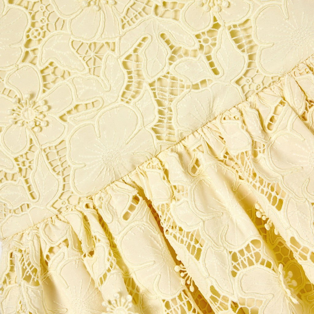 Self Portrait Kids Yellow Sleeveless Lace Dress