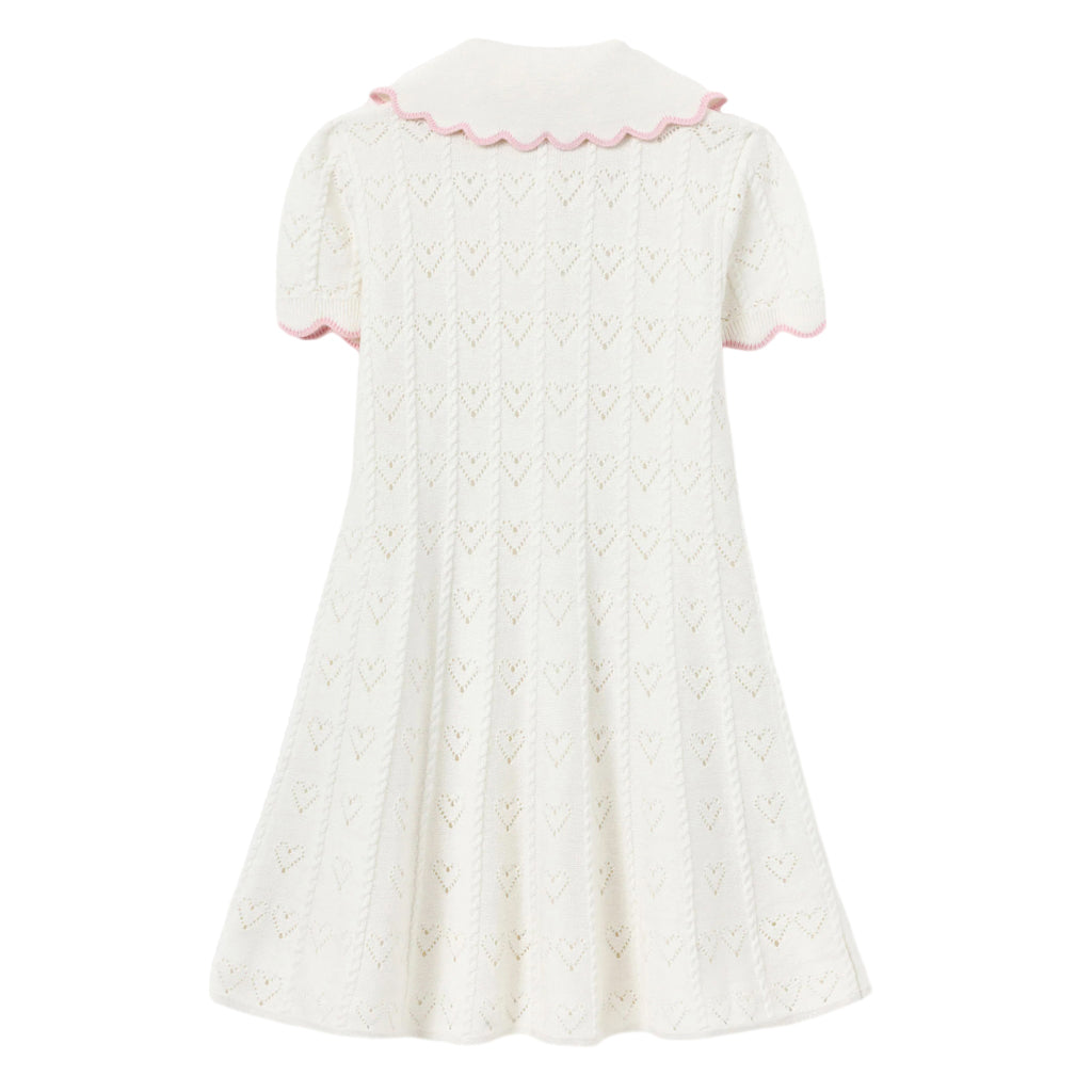Self Portrait Kids Cream Heart Knit Dress