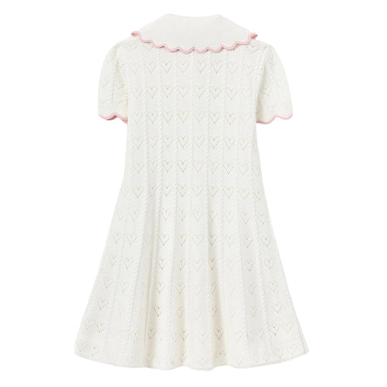 Self Portrait Kids Cream Heart Knit Dress