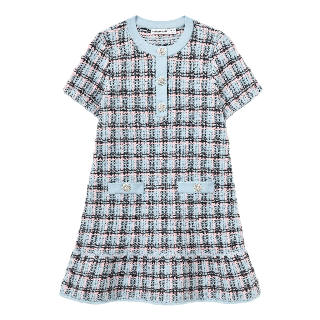 Self Portrait Kids Textured Stripe Knit Dress