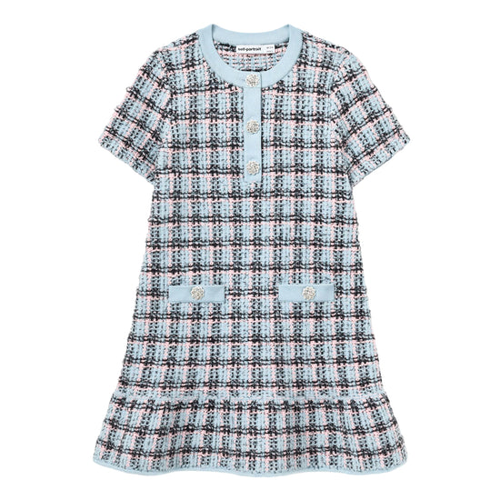 Self Portrait Kids Textured Stripe Knit Dress