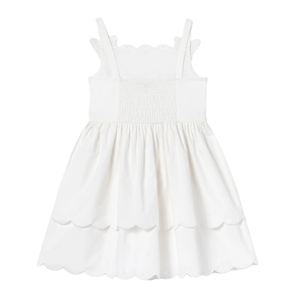 Self Portrait Kids White Cotton Embroidered Dress