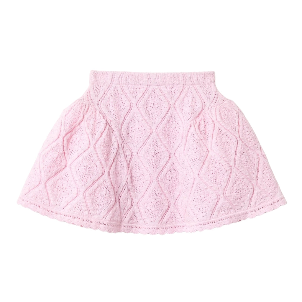 Self Portrait Kids Pink Lace Bow Knit Skirt
