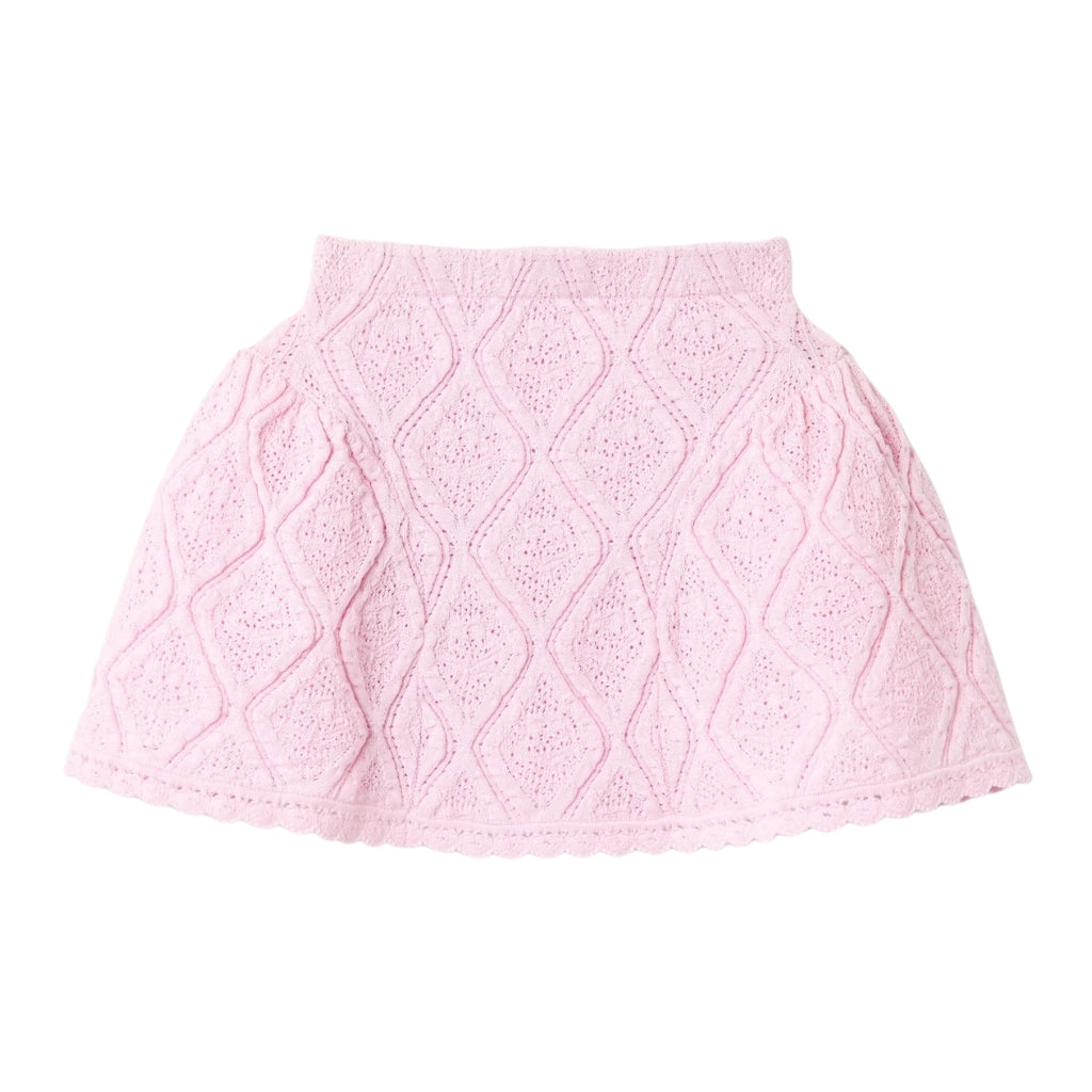 Self Portrait Kids Pink Lace Bow Knit Skirt