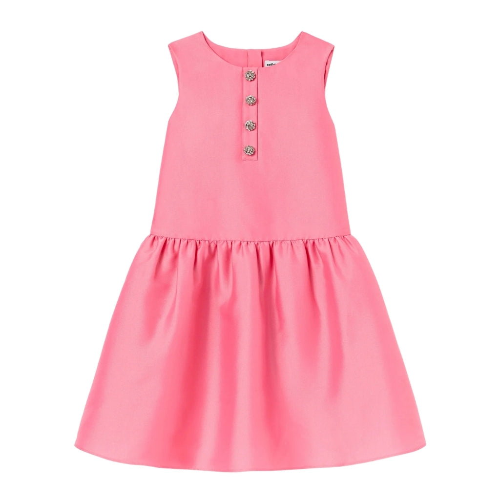 Self Portrait Kids Pink Taffeta Crystal Embellished Dress