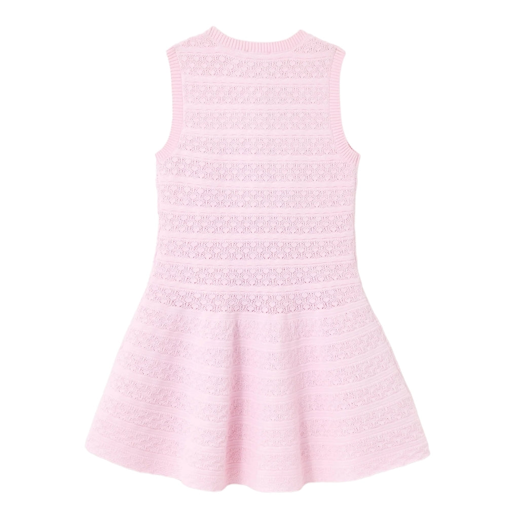 Self Portrait Kids Pink Lace Bow Knit Dress