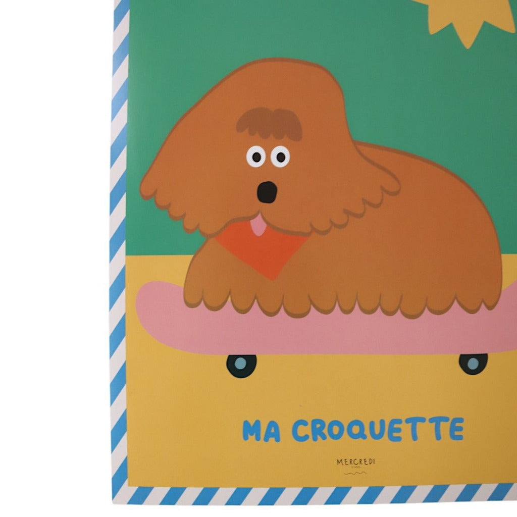 Les Petit Souk Poster 30*40CM Skate Dog Croquette