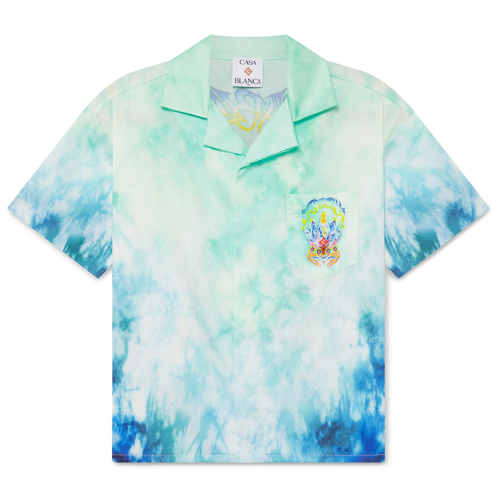 Casablanca Kids Surf Lotus Short Sleeve Cotton Shirt