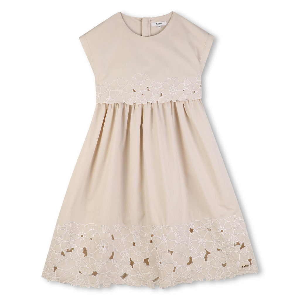 green emerald velvet dress Chloé Baby Girls Embroidered Collar Milano Dress in Pink