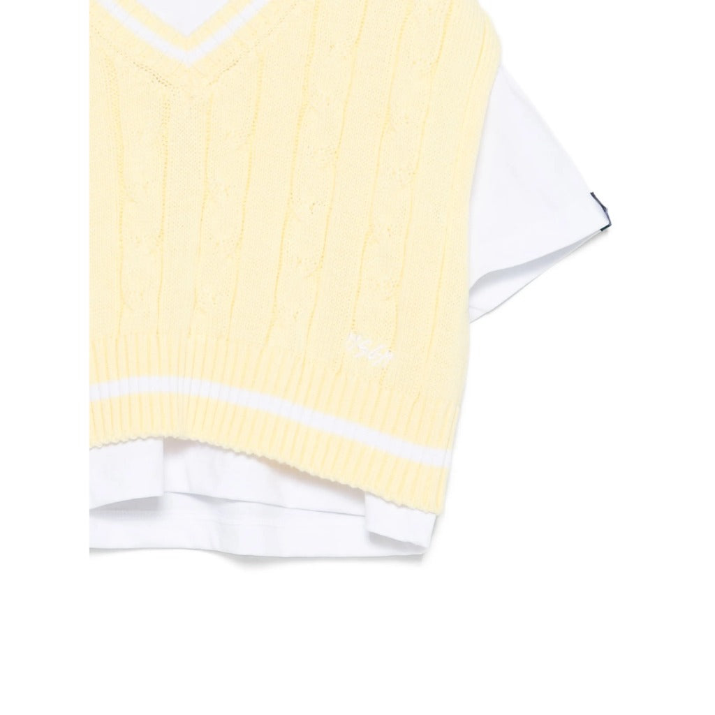 MSGM Kids Knitted Gilet and Jersey T-shirt
