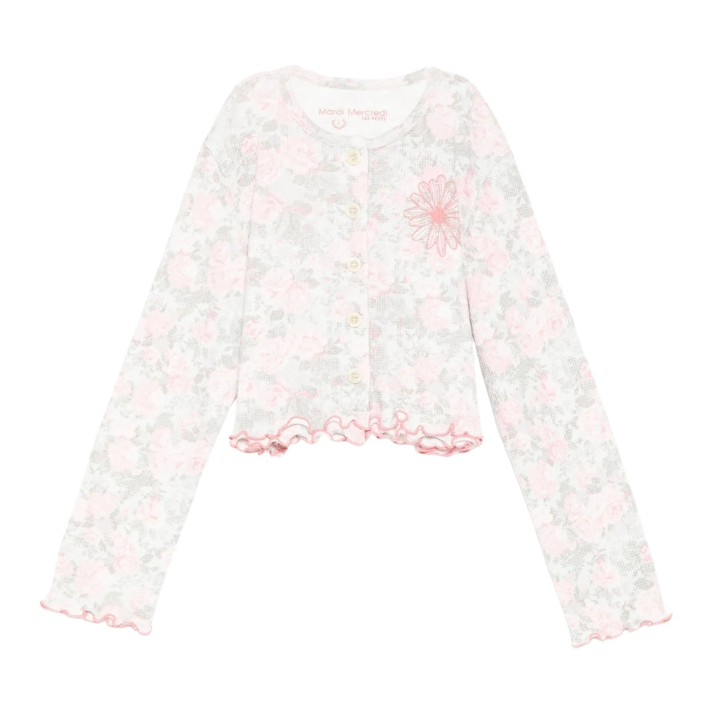 Mardi Mercredi Les Petits Kids Waffle Cardigan Fleur Frill