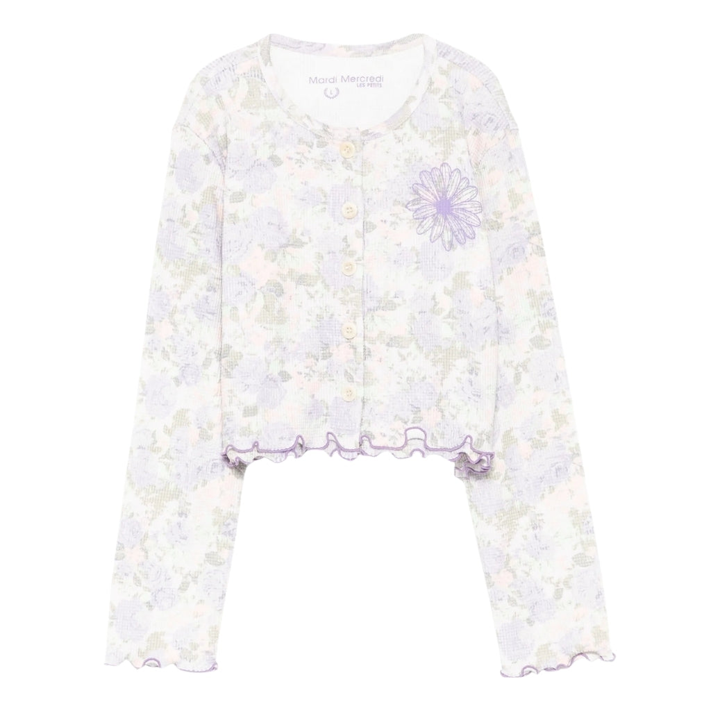 Mardi Mercredi Les Petits Kids Waffle Cardigan Fleur Frill