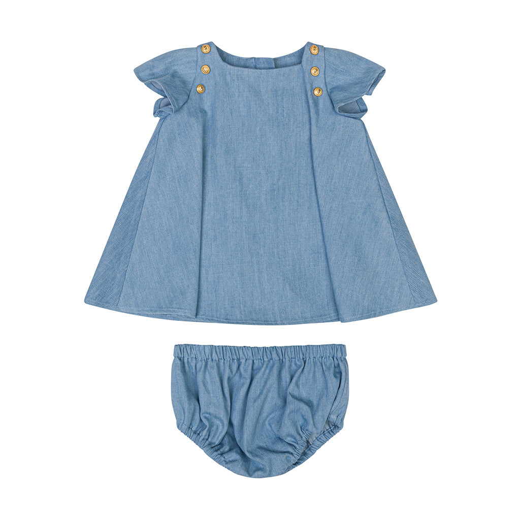 Balmain Kids Chambray Dress With Bloomer