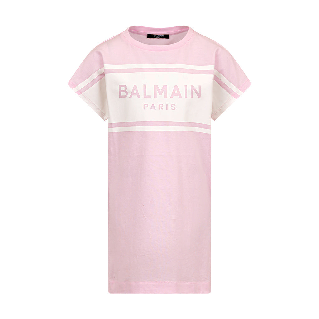 Balmain Kids Color Block Logo Jersey Dress