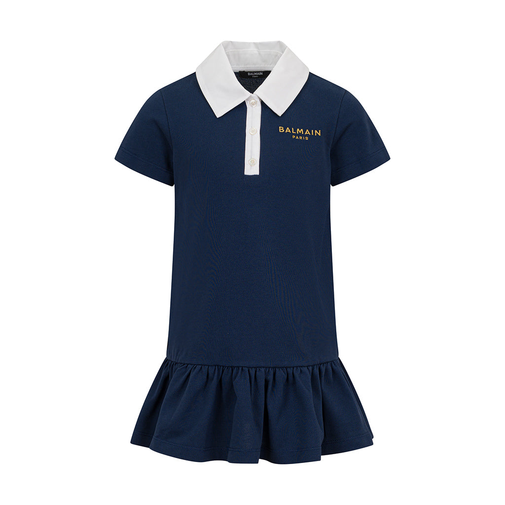 Balmain Kids Organic Cotton Jersey Polo Dress