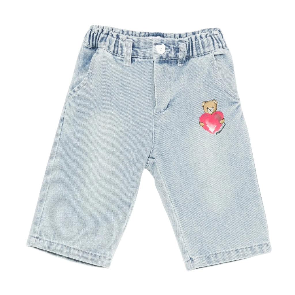 Moschino Kids Teddy Heart Denim Trousers