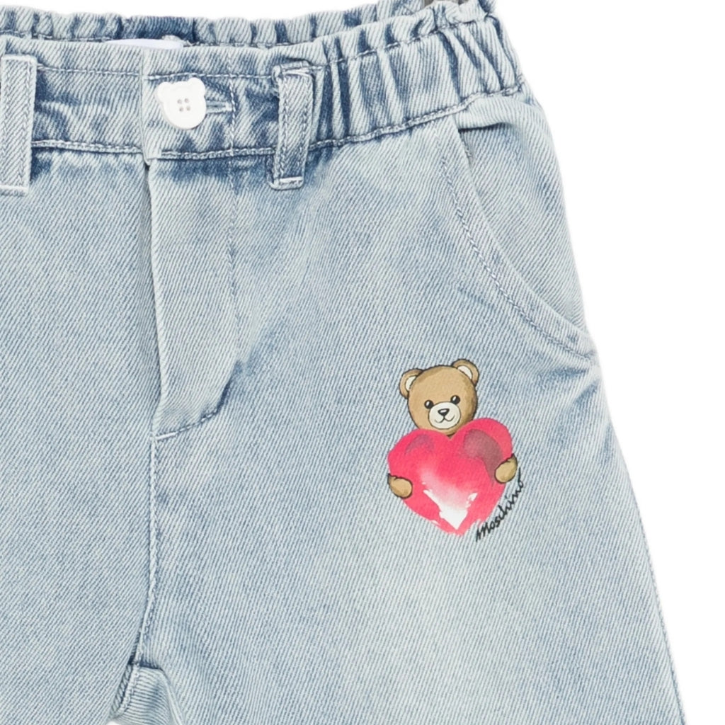Moschino Kids Teddy Heart Denim Trousers