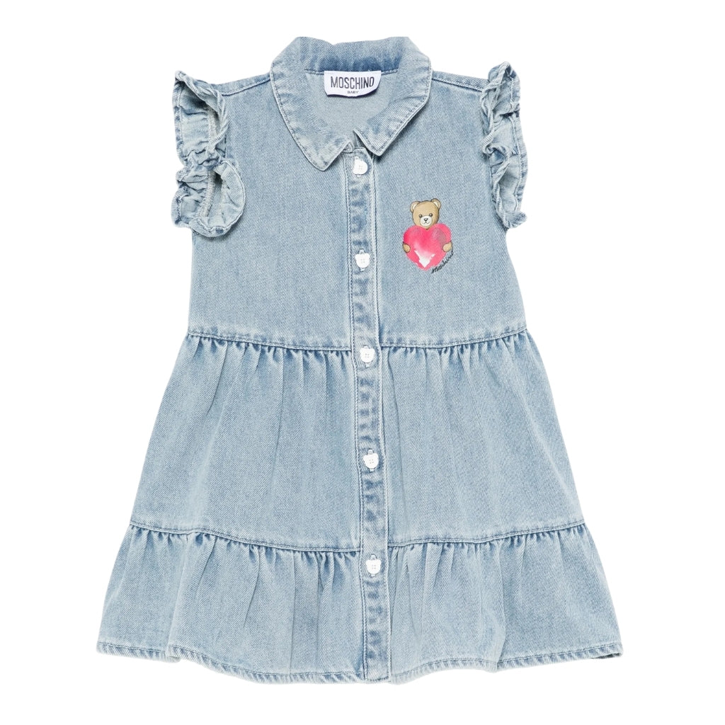 Moschino Kids Teddy Heart Denim Dress