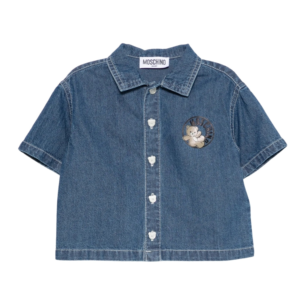 Moschino Kids Teddy Bear Denim Shirt