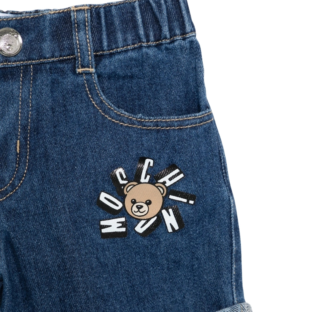 Moschino Kids Teddy Bear Denim Shorts
