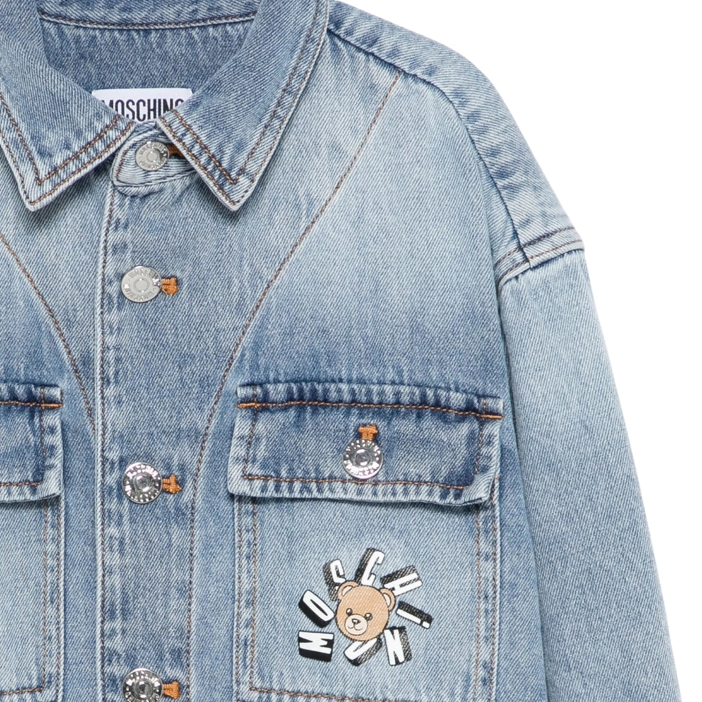 Moschino Kids Teddy Bear Denim Shirt