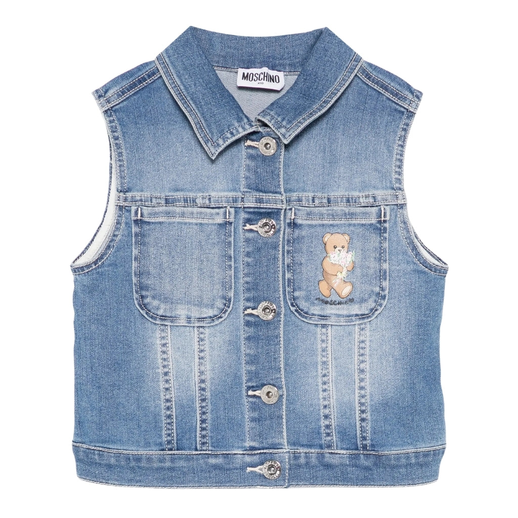 Moschino Kids Teddy Bear Denim Gilet