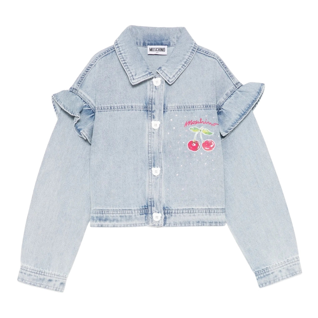 Moschino Kids Cherry Logo Denim Jacket