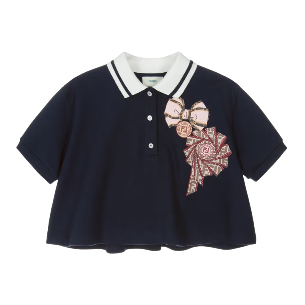 Fendi Kids Ribbon Polo T-shirt