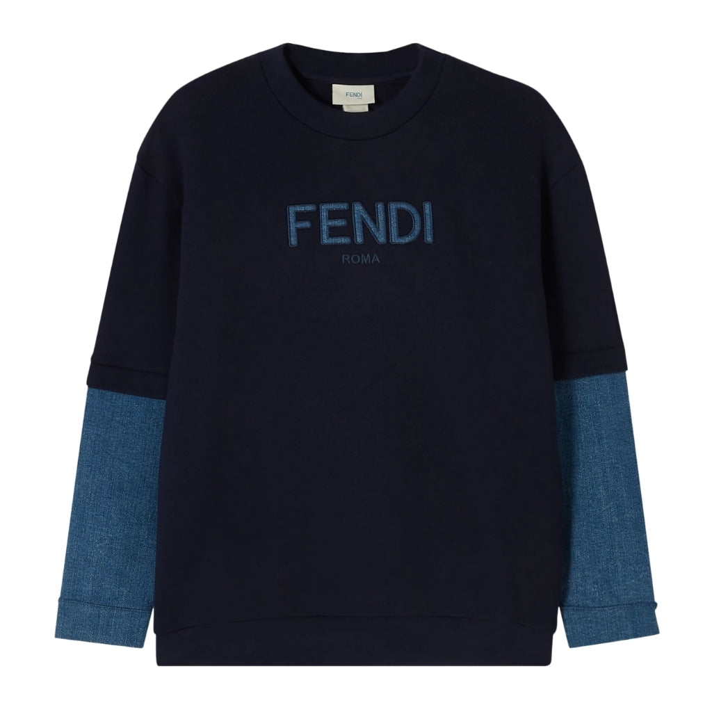 Fendi Kids Denim Sleeve Sweatshirt