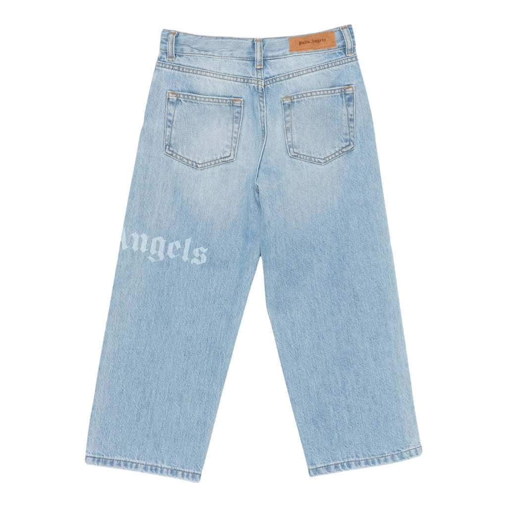 Palm Angels Kids Logo Baggy Denim Pants