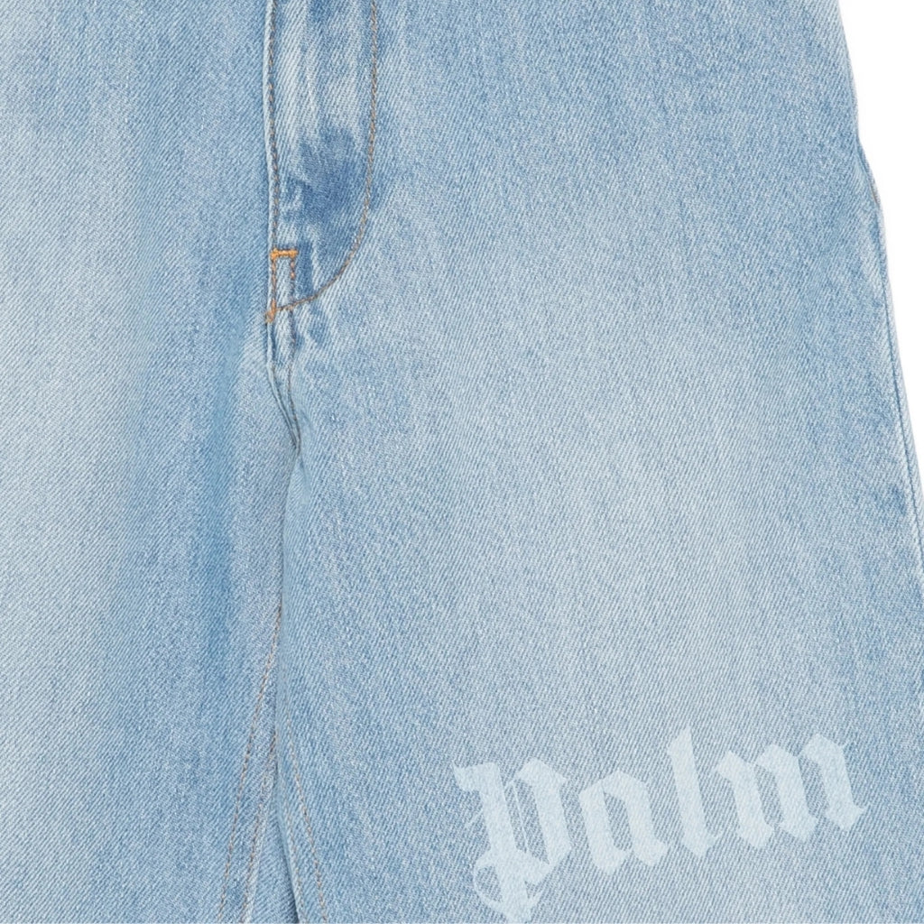 Palm Angels Kids Logo Baggy Denim Pants