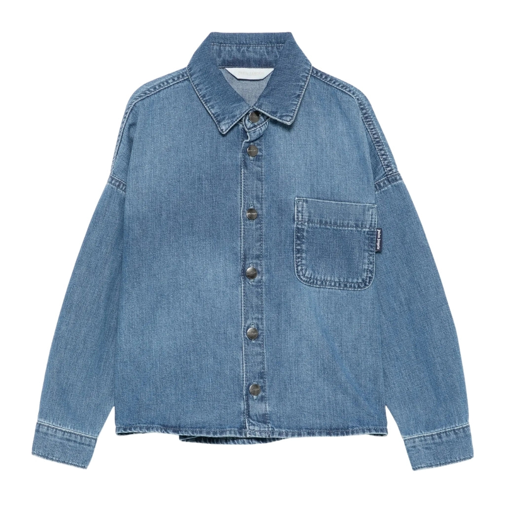 Palm Angels Kids Overlogo Chambray Overshirt