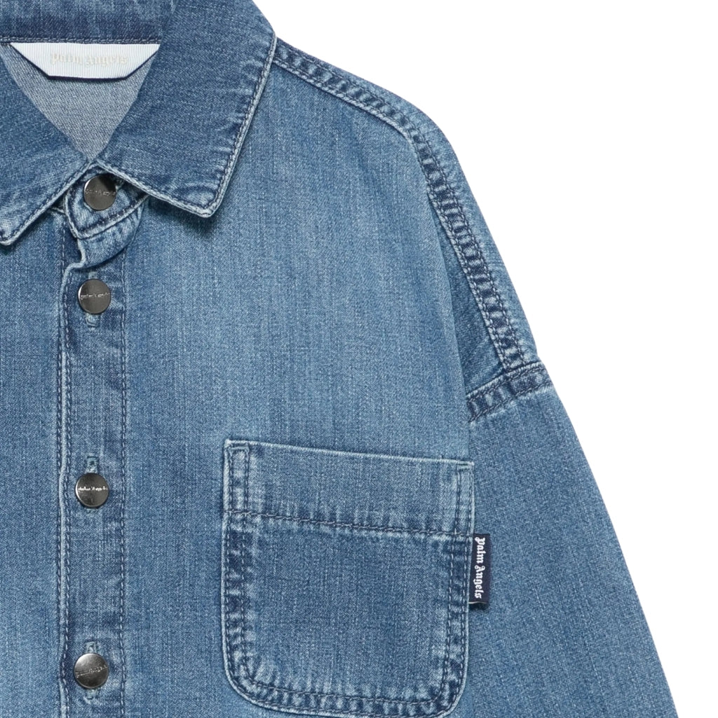 Palm Angels Kids Overlogo Chambray Overshirt
