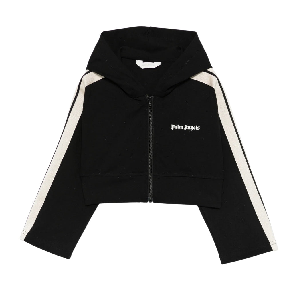 Palm Angels Kids Track Cropped Zip Hoodie