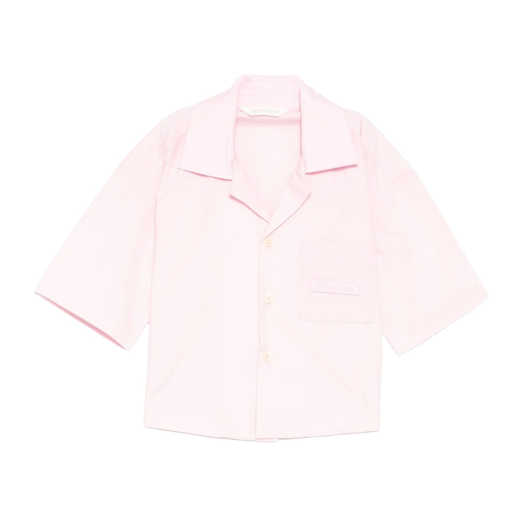 Palm Angels Kids Curved Logo Cropped Shirt