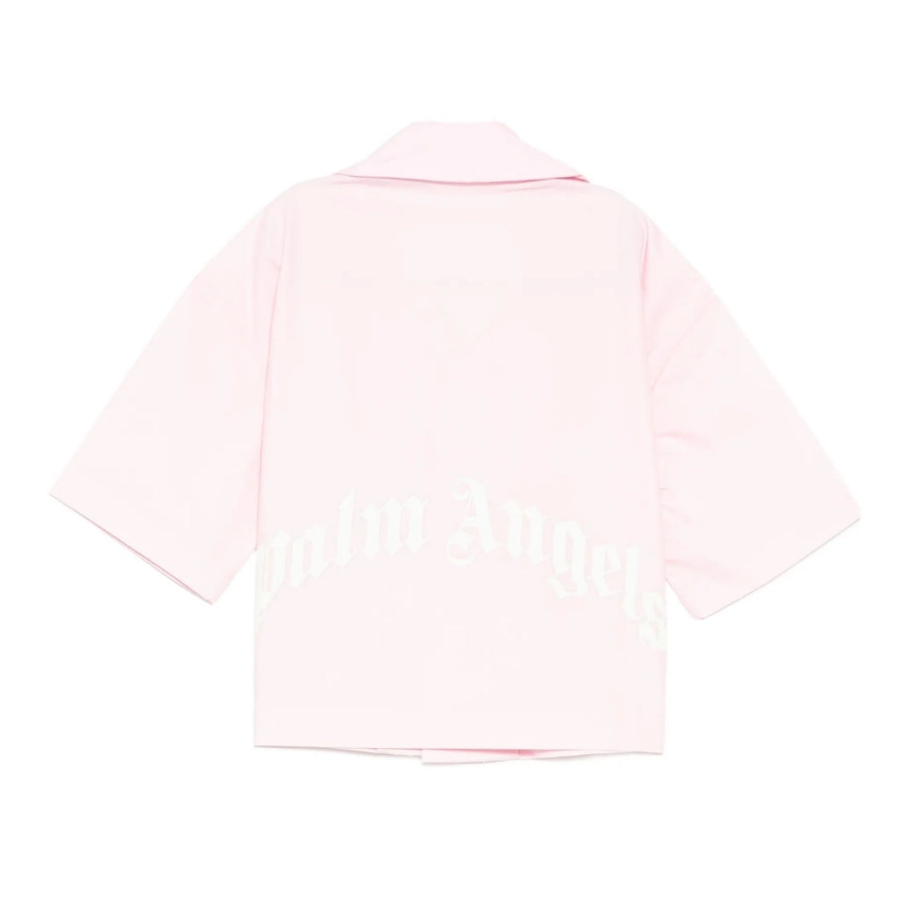 Palm Angels Kids Curved Logo Cropped Shirt