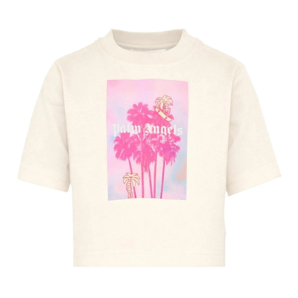 Palm Angels Kids Palms Landscape Crop Over Tee