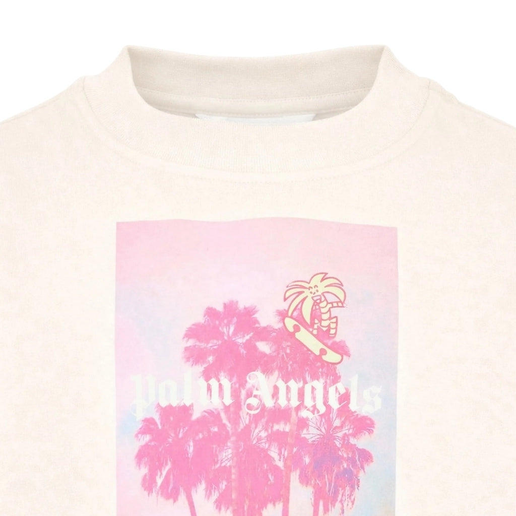 Palm Angels Kids Palms Landscape Crop Over Tee
